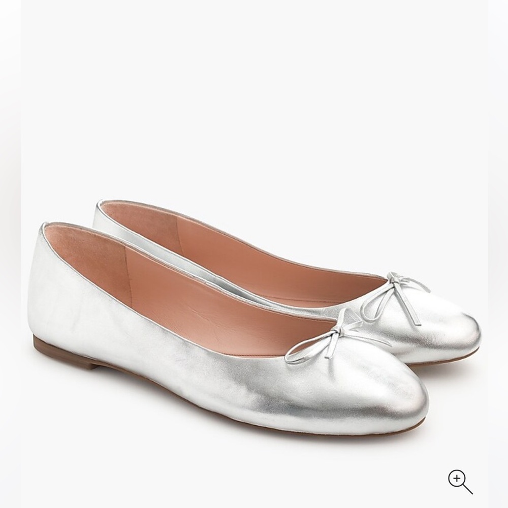 I. Crew Silver Ballet Flats